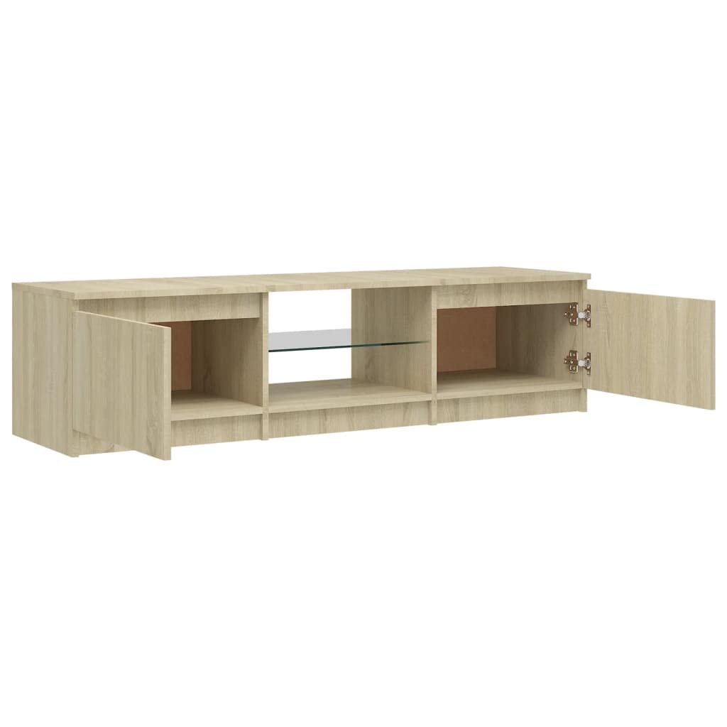 vidaXL TV Cabinet with LED Lights Sonoma Oak 55.1&quot;x16&quot;x14&quot;