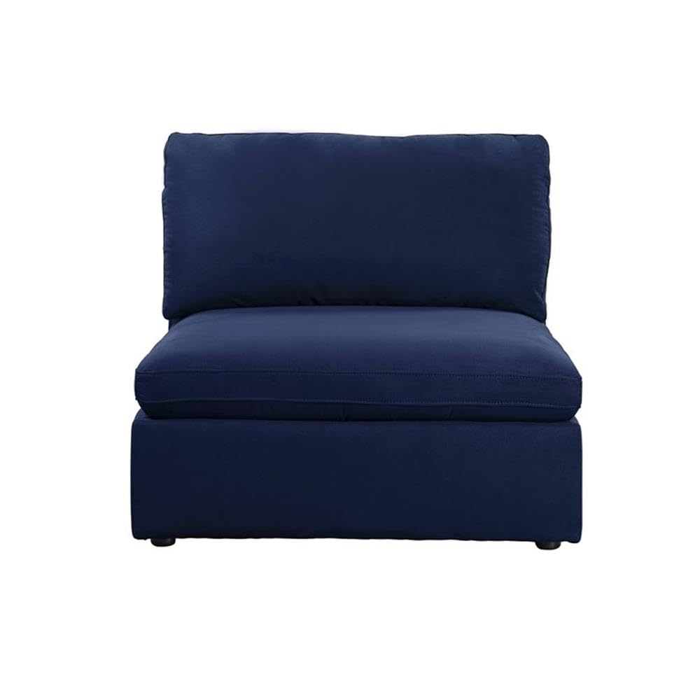 Acme Crosby Tight Back Upholstered Accent Armless Chair in Blue Fabric