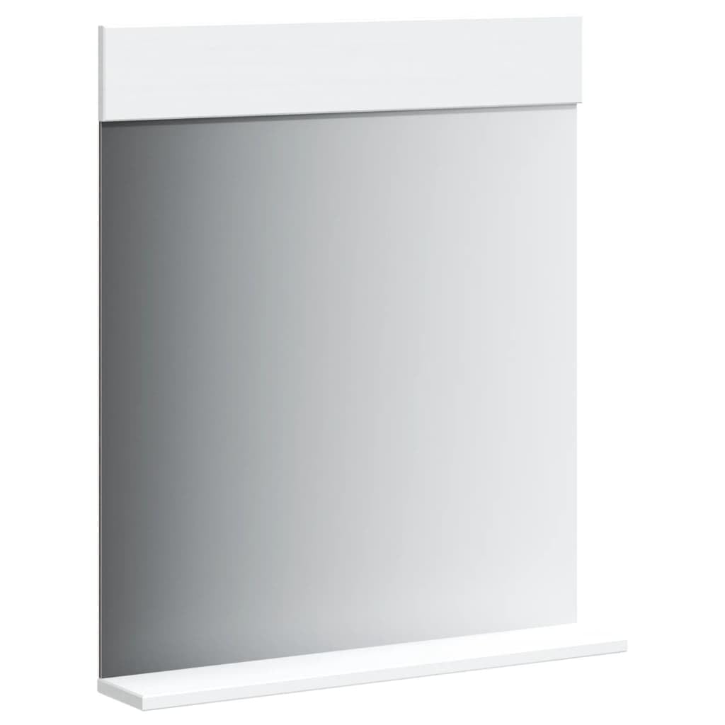 Vidaxl Berg White Bathroom Mirror With Shelf - Wall-Mounted Solid Pine Wood Mirror, Ideal For Small Spaces, Easy Maintenance, 23.6&quot;X4.7&quot;X27.6&quot;