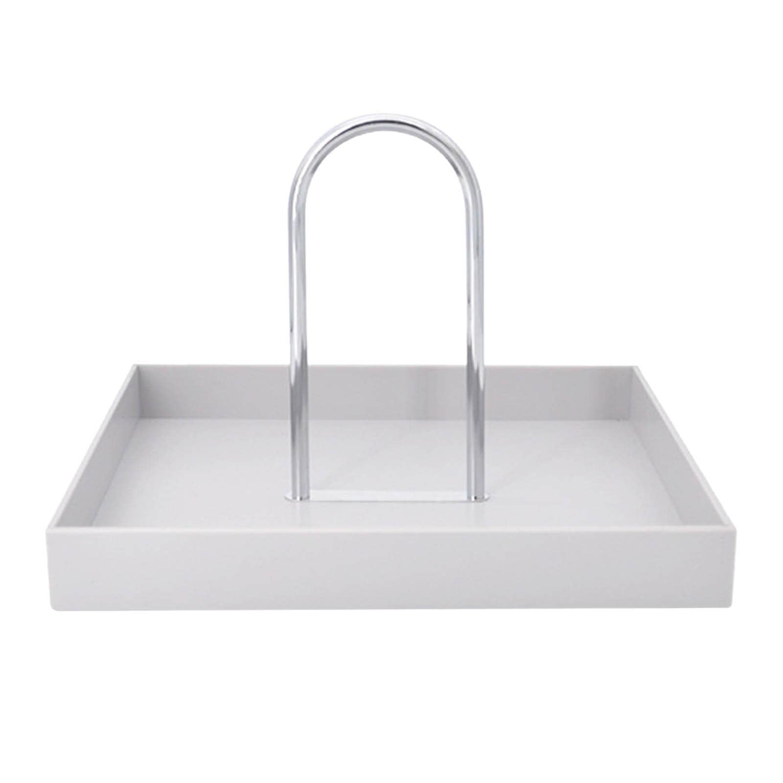 Ujeavette Abs Plastic Vanity Tray With Handle For Bathroom Coffee Table Home Decor Gray