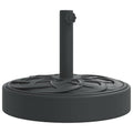 vidaXL Round Parasol Base 55.1 lb - Fits Ø1.5/1.9" Poles - Black Concrete-Filled PE Shell with Iron Tube - Curve Patterns