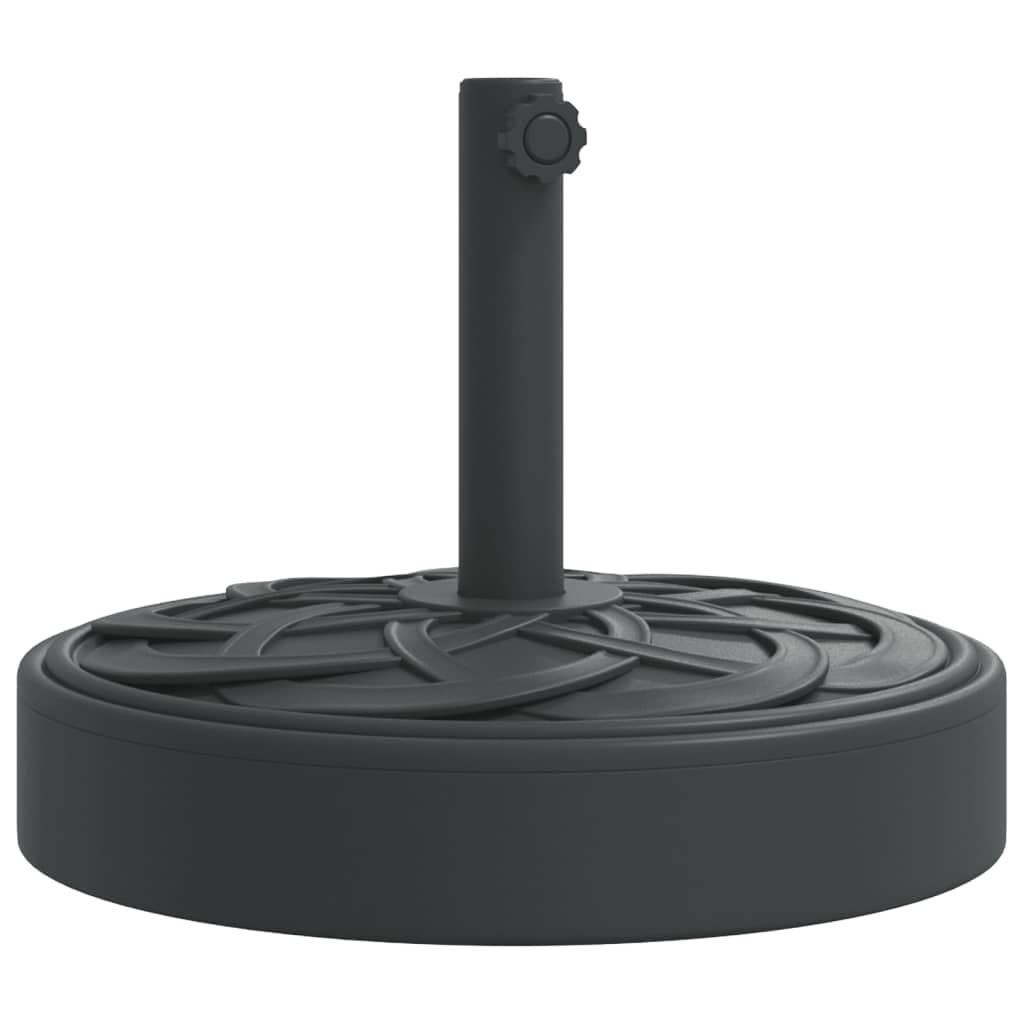 vidaXL Round Parasol Base 55.1 lb - Fits Ø1.5/1.9" Poles - Black Concrete-Filled PE Shell with Iron Tube - Curve Patterns