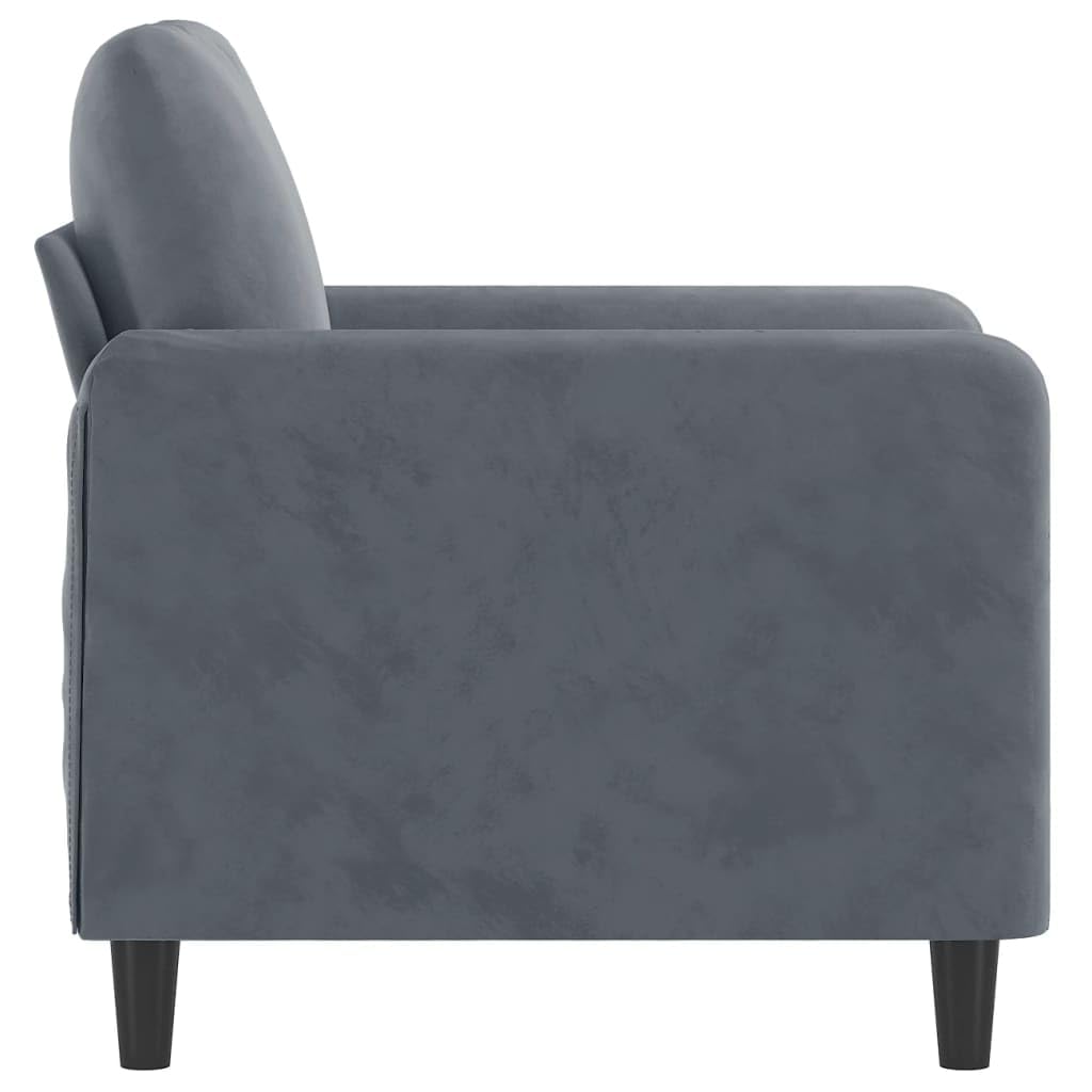 vidaXL Dark Gray Velvet Sofa Chair - Comfortable Padded Seat - Stable Metal Frame - Modern Design - Ideal for Living Room, Lounge, or Office