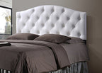 Baxton Studio Myra Modern and Contemporary Faux Leather Upholstered Button-Tufted Scalloped Headboard White/Twin