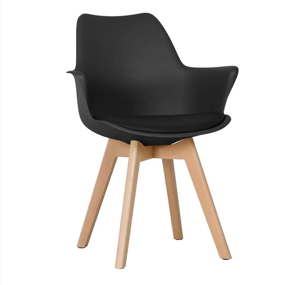 My Art Design  1 Chair With Arms Support Scandinavian Chair With Padded & Solid Wood Oak Legs Cafe, Home, Hotel & Office (White
