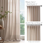 Jinchan Linen Blend Curtain For Living Room 120 Inch Length Extra Wide For Room Divider Taupe Curtain Rustic Farmhouse Curtain Back Tab Light Filtering Drapes Bedroom Window Curtain 1 Panel