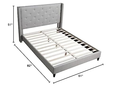 Best Master Furniture Vera Tufted Linen Platform Bed, Full, Beige