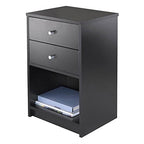 Ergode Deluxe Wood Sasha Accent Table | Sleek Curved Design | Ample Storage | Black Finish | Multiple Finishes Available | Assembly Hardware Included | 20' W x 20' D x 27' H (20936-VV)