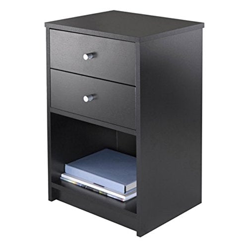 Ergode Deluxe Wood Sasha Accent Table | Sleek Curved Design | Ample Storage | Black Finish | Multiple Finishes Available | Assembly Hardware Included | 20' W x 20' D x 27' H (20936-VV)