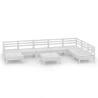 vidaXL Solid Pinewood Patio Lounge Set 9 Piece Garden Outdoor Terrance Backyard Furniture Set Wooden Lounge Sofa Seating Chair Seat White