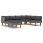 vidaXL 8 Piece Patio Lounge Set - Poly Rattan Construction with Comfy Cushions - Solid Eucalyptus Wood Legs - Weather-Resistant - Classic Gray