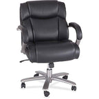 Safco Big And Tall Mid Back Rolling Swivel Task Desk Chair Padded Arms, 350 Lbs. Weight Capacity, Adjustable Height, Tilt, Work Or Home Office, Black Bonded Leather Seat (3504Bl)