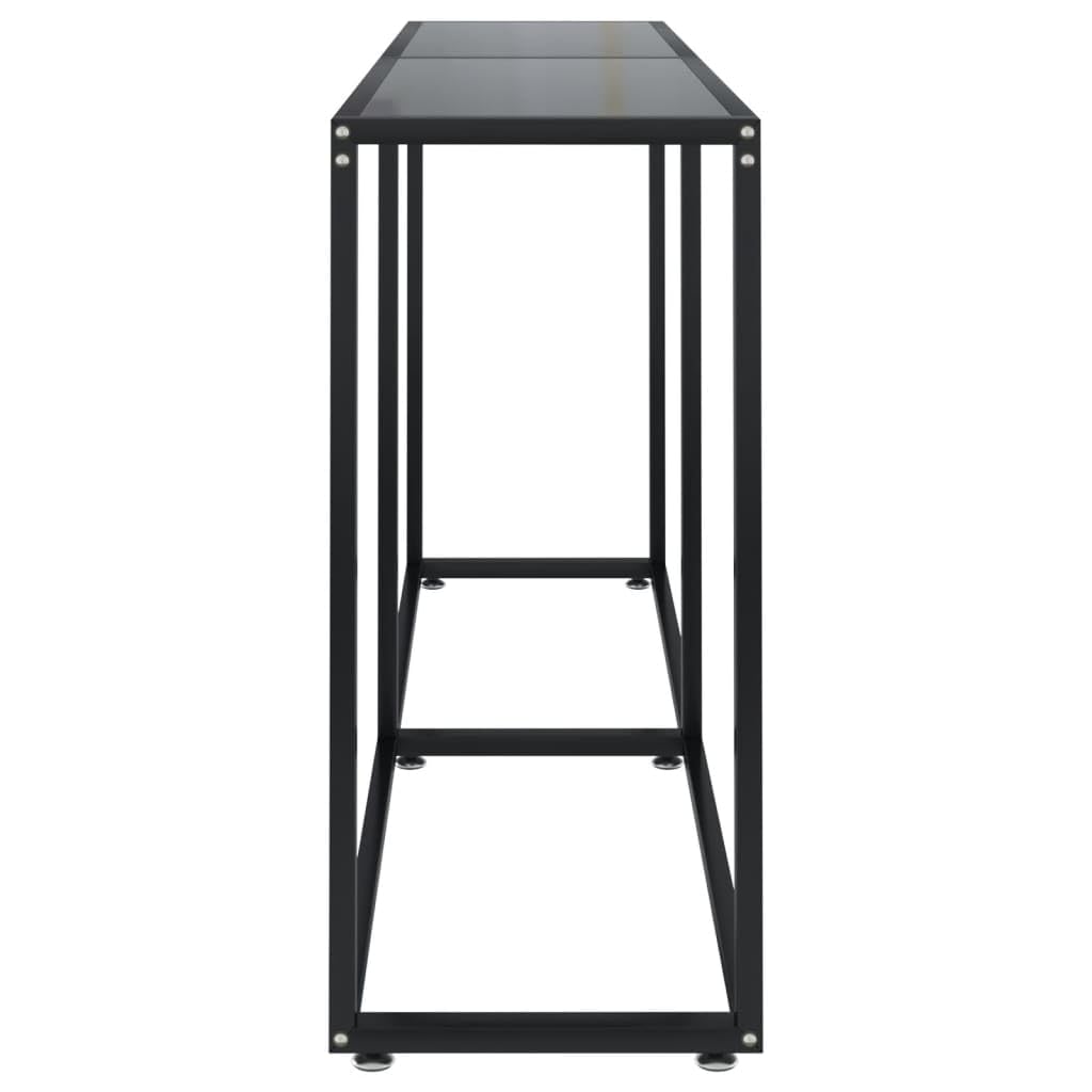 vidaXL Console Table - Black Durability with Tempered Glass and Powder-Coated Steel Structure - 63&quot;x13.8&quot;x29.7&quot; Dimensions – Decorative Table for Living Room, Lounge Area, and Office