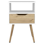 HomeRoots White-Light Oak Modern White and Light Oak Bedroom Nightstand