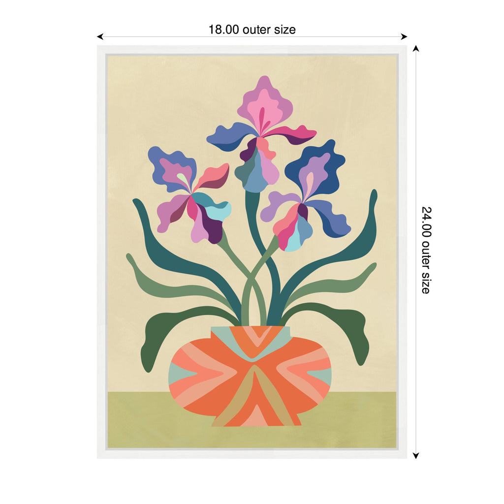 Sylvie Iris and Vase Framed Canvas by Rachel Lee