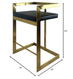 Neos Modern Furniture Bar Chair, 26", Black Cushion, Gold Base