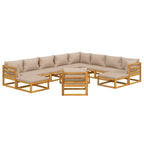vidaXL 12 Piece Patio Lounge Set with Taupe Cushions Solid Wood