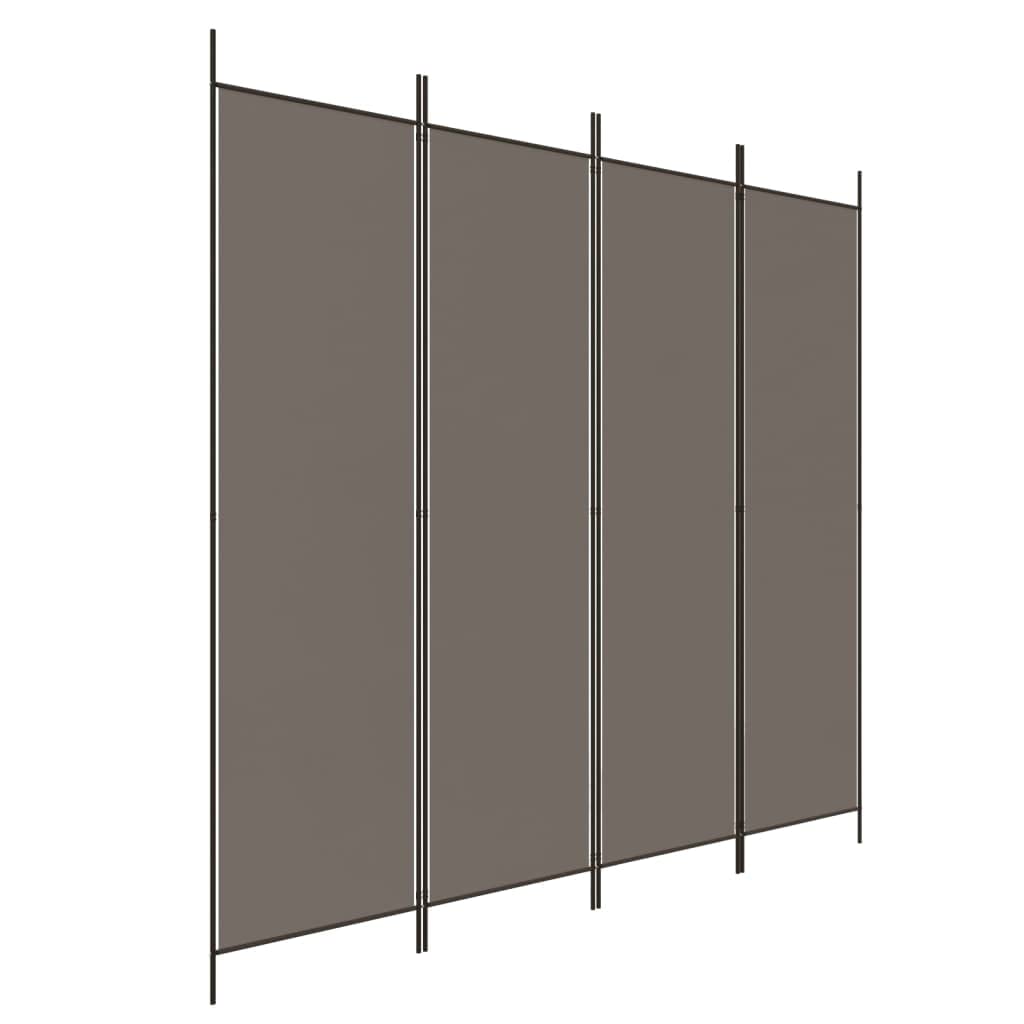vidaXL 4-Panel Room Divider in Anthracite - 78.7''x86.6'' Foldable Privacy Screen - Perfect for Bedroom/Living Room - Fabric Pan