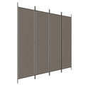 vidaXL 4-Panel Room Divider in Anthracite - 78.7''x86.6'' Foldable Privacy Screen - Perfect for Bedroom/Living Room - Fabric Pan