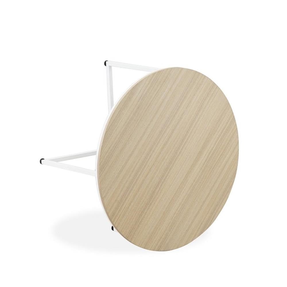 East West Furniture MDCTW02 Madison Coffee Table - Round Modern Center Table for Living Room, 35 Inch Inch, Powder Coating White Frame and White Wood Laminate Top