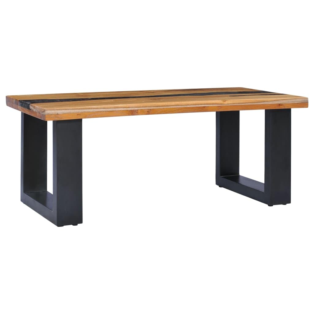 vidaXL Solid Teak Wood & Polyresin Coffee Table - Thumbnail 4
