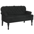 vidaXL 47 W Small Loveseat, Velvet Chesterfield Sofa with Button Tufting & Rolled Armrests for Small Spaces, 2 Seater Couch for Living Room & Bedroom, Black