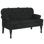 vidaXL 47 W Small Loveseat, Velvet Chesterfield Sofa with Button Tufting & Rolled Armrests for Small Spaces, 2 Seater Couch for Living Room & Bedroom, Black