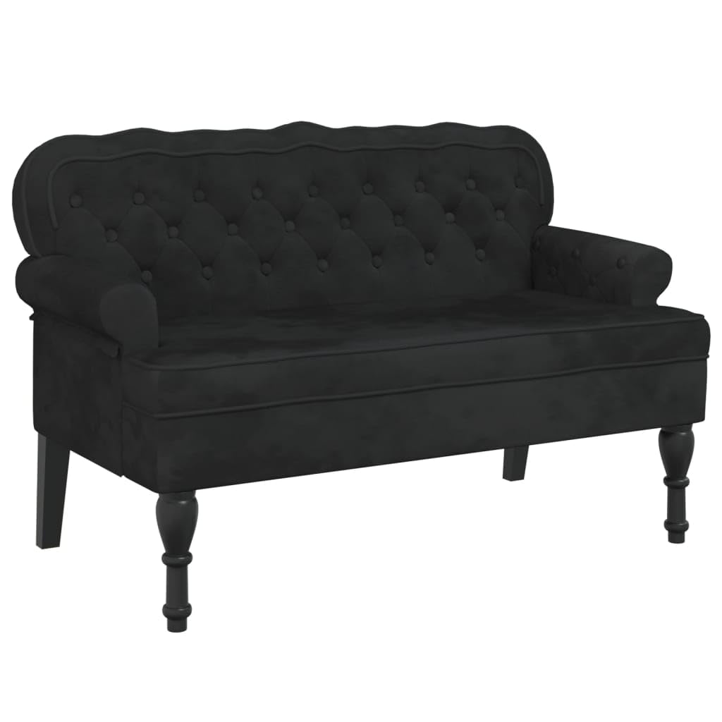 vidaXL 47 W Small Loveseat, Velvet Chesterfield Sofa with Button Tufting & Rolled Armrests for Small Spaces, 2 Seater Couch for Living Room & Bedroom, Black