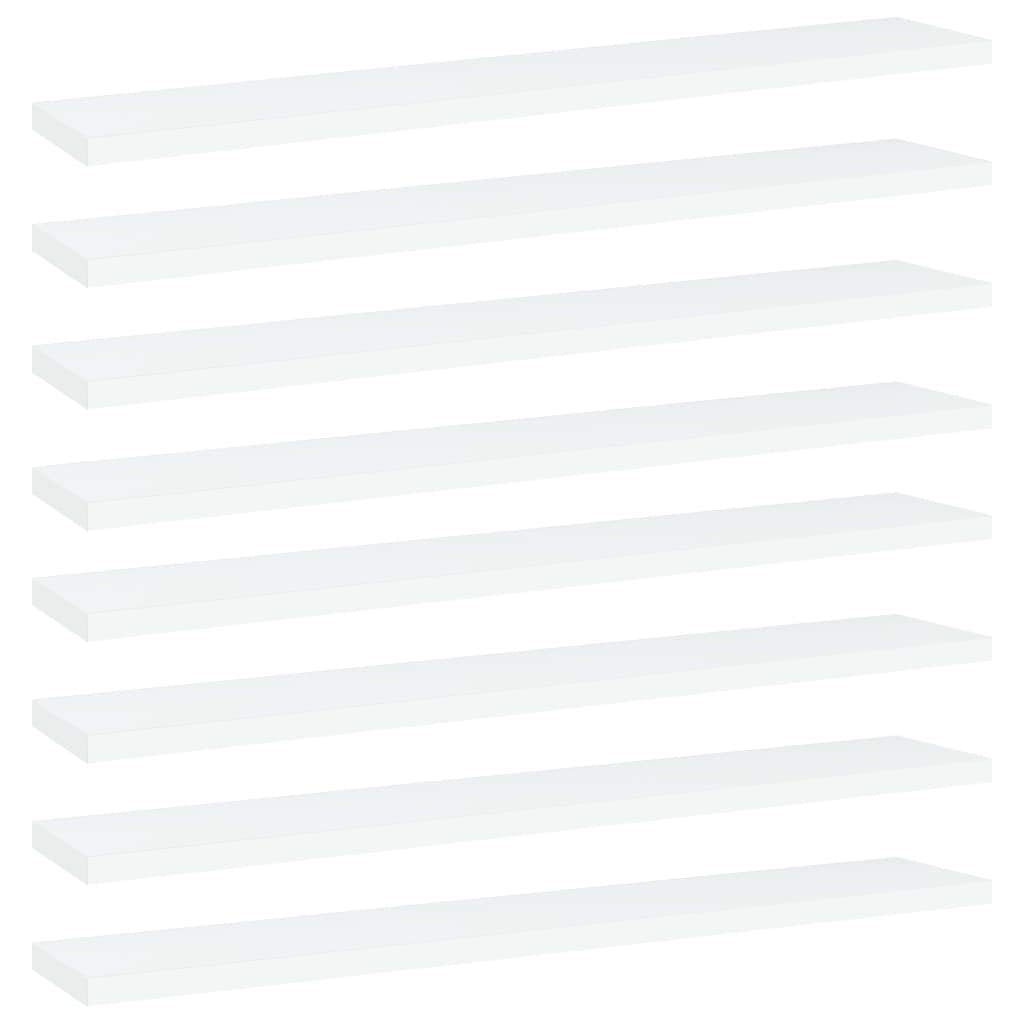 vidaXL White Bookshelf Boards Set 8 pcs, 23.6x3.9x0.6, Space-Saving Storage Solution, Quality Engineered Wood, Easy to Clean-New Condition