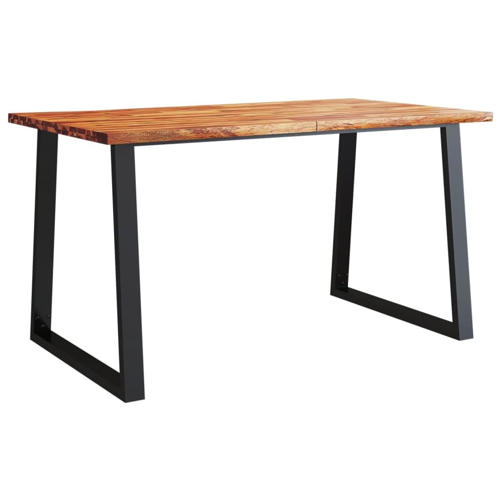 vidaXL Dining Table with Live Edge - Brown Acacia Wood with U-Shaped Steel Legs, Industrial Style, Ideal for Kitchen, Dining Room - 55.1x31.5x29.5