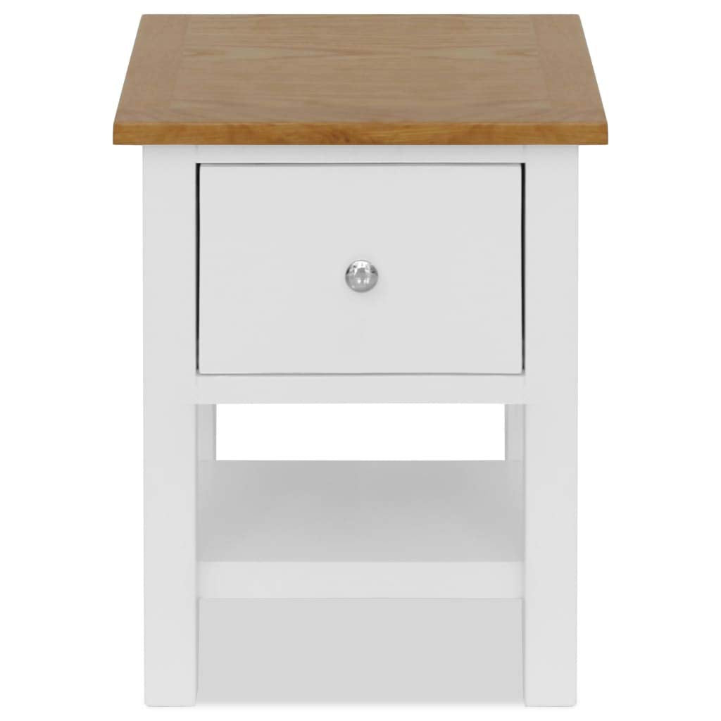 vidaXL 2-Piece Nightstands, 14.2&quot;x11.8&quot;x18.5&quot;, Solid Oak Wood Top and Pinewood Frame, Dark Wood and White, Space-Saving Design, Fully Assembled