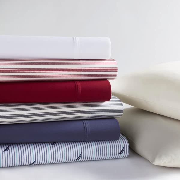 Nautica - Twin Xl Sheet Set, Cotton Percale Bedding Set, Crisp & Cool, Lightweight & Breathable (Sailing Grey, Twin Xl)