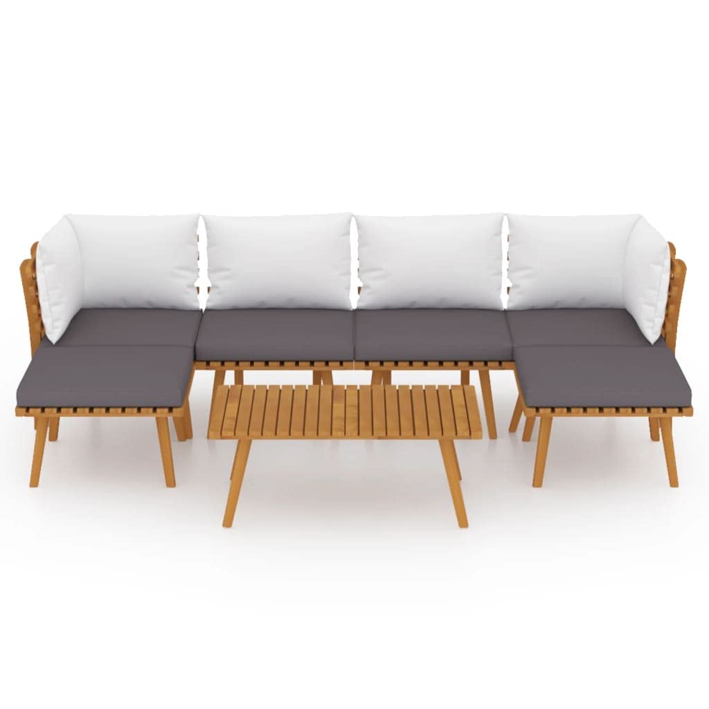 vidaXL 7 Piece Outdoor Lounge Set - Acacia Wood Patio Furniture with Cushions, Weather Resistant, Easy Assembly, Versatile Configurations.