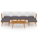 vidaXL 7 Piece Outdoor Lounge Set - Acacia Wood Patio Furniture with Cushions, Weather Resistant, Easy Assembly, Versatile Configurations.