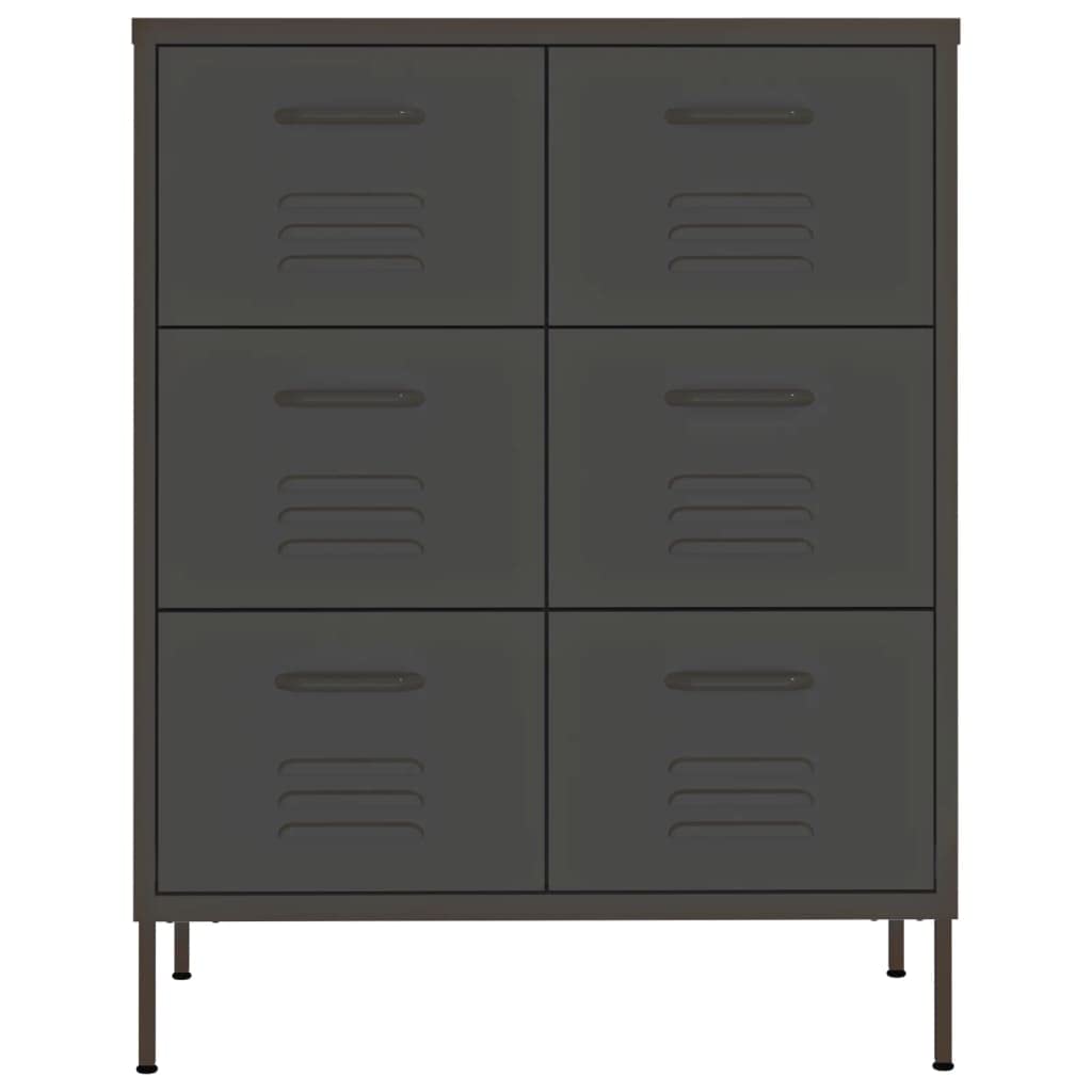 vidaXL Anthracite Drawer Cabinet - Industrial-Style Steel Storage Unit with 6 Drawers, Fully Extendable - Compact and Easy to Clean – 31.5"x13.8"x40"