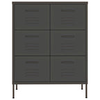 vidaXL Anthracite Drawer Cabinet - Industrial-Style Steel Storage Unit with 6 Drawers, Fully Extendable - Compact and Easy to Clean – 31.5"x13.8"x40"