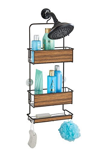 INDIAN DECOR Practical Shower Caddy  Easy to Hang Shower Stand Without Drilling  Shower Basket with Shelves and Hooks for Sham