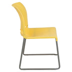 Flash Furniture Hercules Series 880 Lb. Capacity Yellow Full Back Contoured Stack Chair With Gray Powder Coated Sled Base