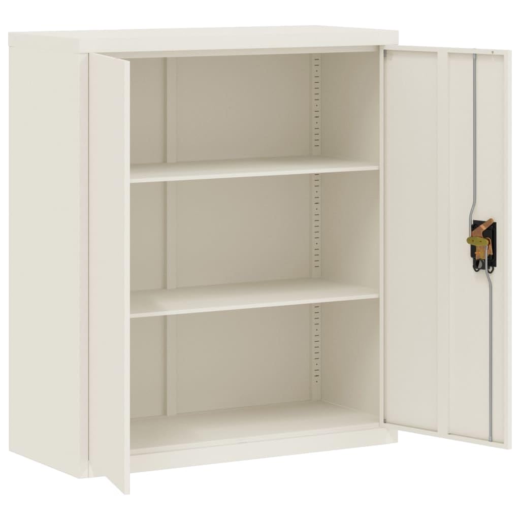vidaXL File Cabinet Lockable Metal Storage Cabinet with Doors White Steel
