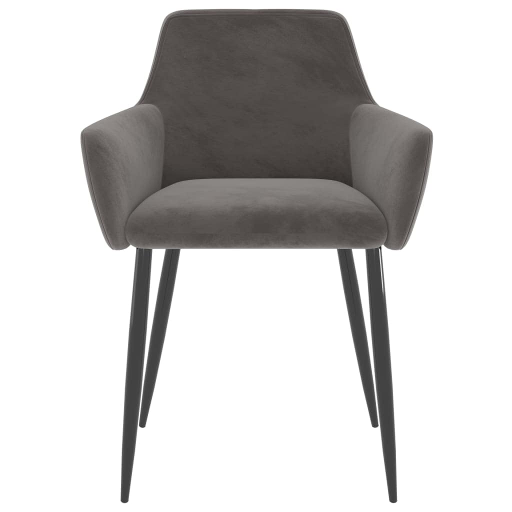 vidaXL Set of 4 Modern Dining Chairs - Dark Gray Velvet Upholstered with Metal Legs - Comfortable Seating for Dining Room or Kitchen