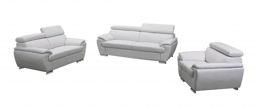 HomeRoots Decor 114-inch Captivating White Leather Sofa Set