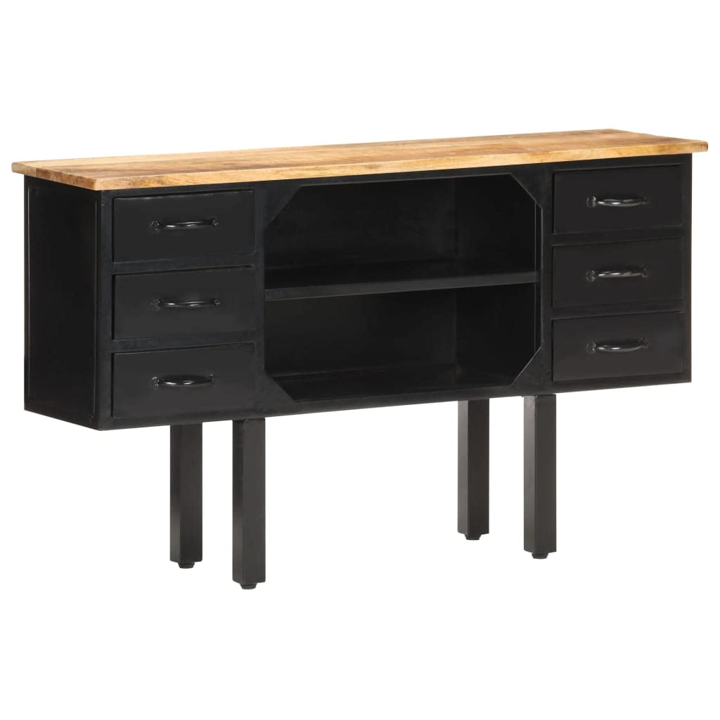 vidaXL Sideboard 43.3&quot;x11.8&quot;x25.6&quot; Solid Rough Mango Wood and Steel
