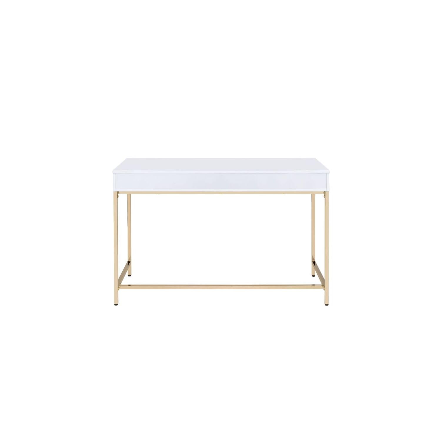 Acme Ottey Desk in White High Gloss and Gold