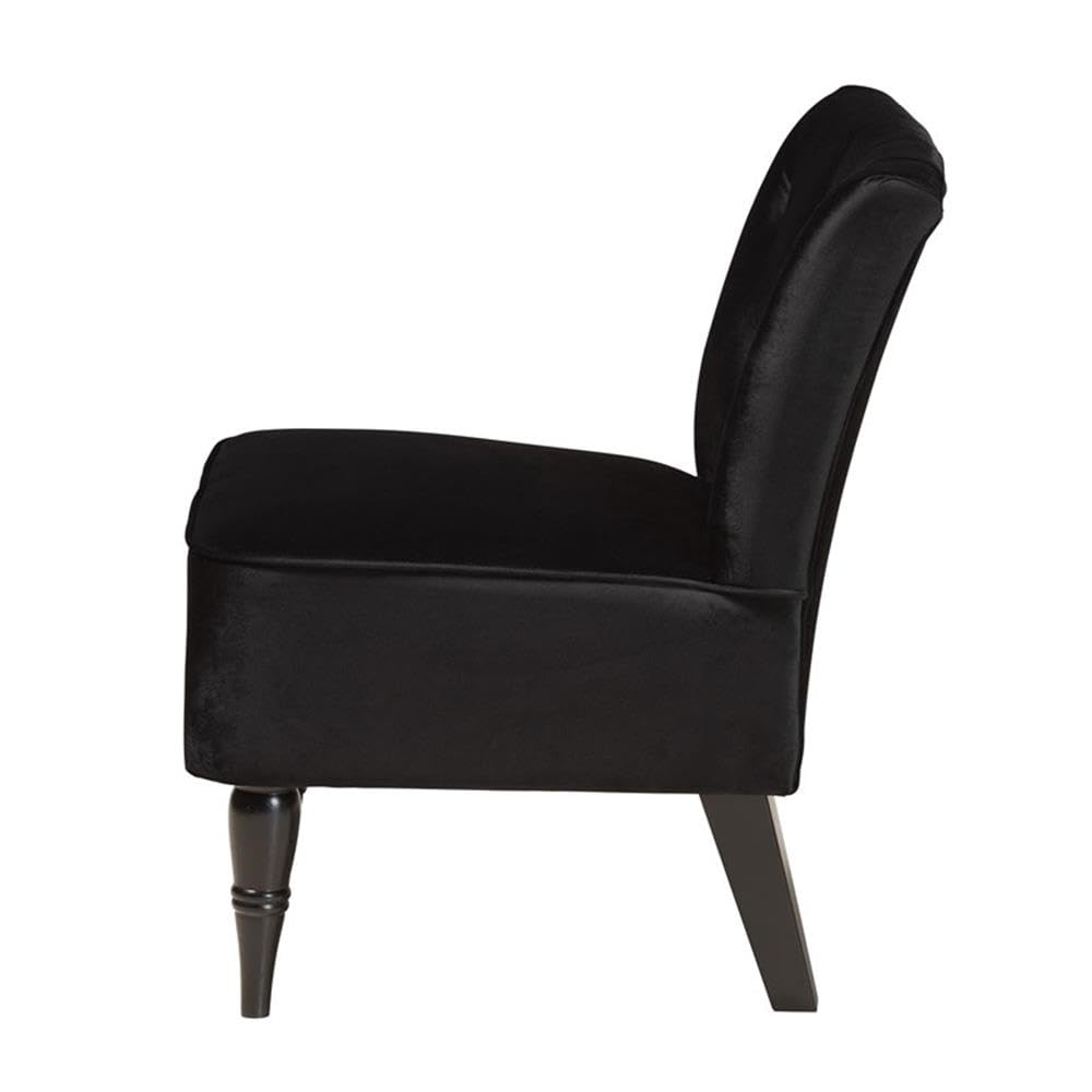 Baxton Studio Harmon Modern and Contemporary Transitional Black Velvet Fabric Upholstered and Walnut Brown Finished Wood Accent Chair