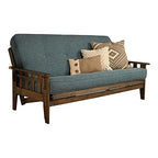 Kodiak Furniture Tucson Frame with Linen Fabric Mattress in Blue/Rustic Walnut