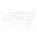 vidaXL White Patio Bistro Set, Cast Aluminum, Weather-Resistant, Elegant Outdoor Furniture, Includes 4 Chairs, Coffee Table with Umbrella Hole, Assembly Required