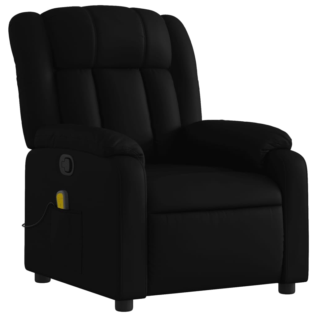 vidaXL Black Faux Leather Massage Recliner Chair - Manual Recline, Vibration Massage, Comfort Padding for Living Room/Lounge