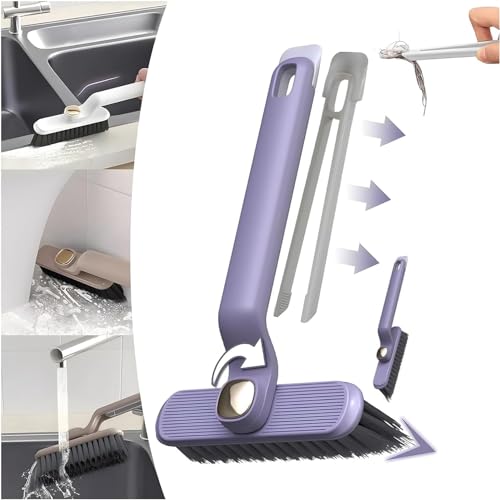 FLUZOV Hard Bristle Rotating Crevice Cleaning Brush, Grout Cleaner Brush, Toilet Brush, Scrub Brush for Shower Tile, Skinny Gap
