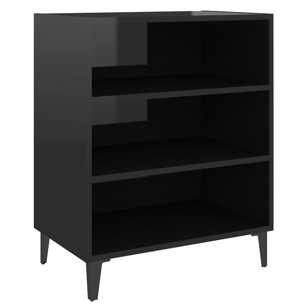 vidaXL Sideboard High Gloss Black 22.4&quot;x13.8&quot;x27.6&quot; Chipboard