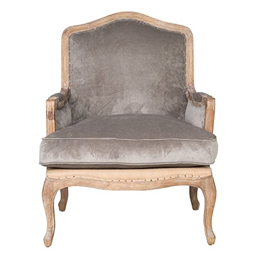 Kosas Home Brittani Fabric and Wood Club Chair in Gray and Natural